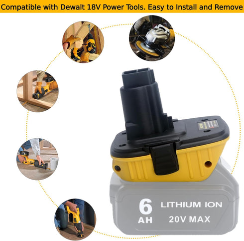 2 Packs DCA1820 Battery Adapter Compatible with Dewalt 18V Tools, Convert 20V Lithium Batteries DCB203 DCB204 DCB206 to Replacement for Dewalt 18 ...