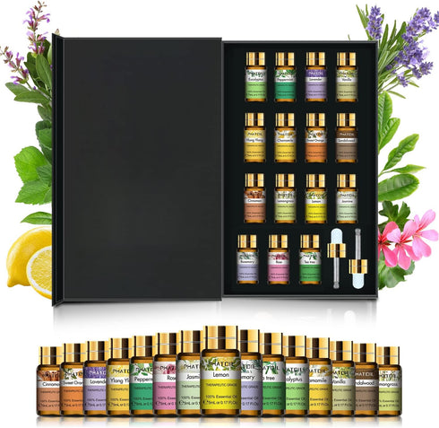 Essential Oils Gift Set 15 x 5ml, Pure Essential Oil Aromatherapy Oil for Skin Care, Hair Care, Bath, Ideal for Humidifier, Diffuser, Relax...