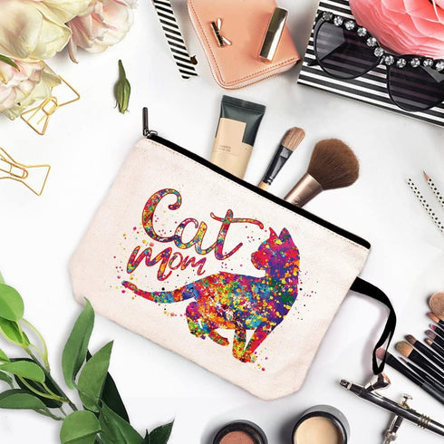 Cosmetic Bag?Cat Mom?Gifts for Cat Lovers for Women?Cat Mom Gifts for Women?Gift for Cat Mom?Funny Cat Mom Makeup Bag?Cat Lover birthday Gifts?Gif...