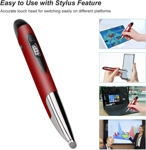 lychee Rechargeable Pocket Pen Mouse, Left/Right-Handed Wireless Optical Ergonomic Mouse with Stylus Function RGB Backlit Type-C & Micro USB Adapt...