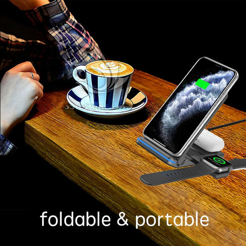 Wireless Charger, bluebyte 3 in 1 Wireless Charging Station for iPhone 12 Pro Max/X/XS/XR/8Plus Wireless Charging pad for Samsung, Apple iWatch, A...