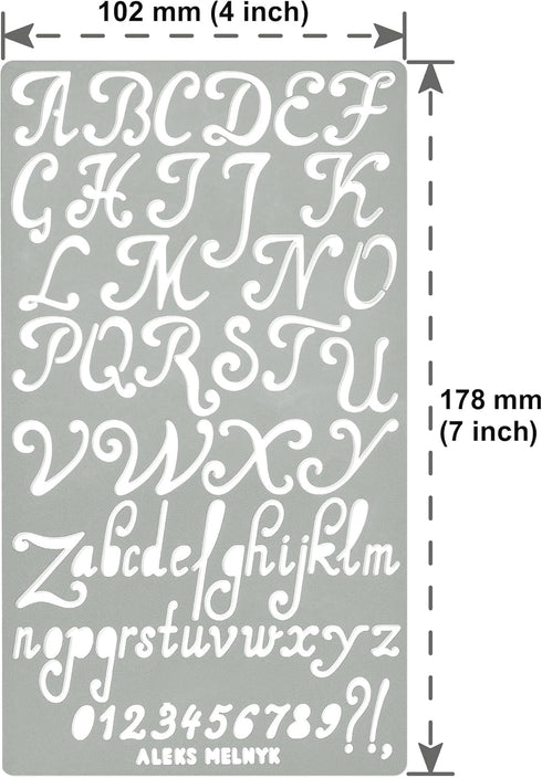Aleks Melnyk No.34 Metal Stencils, Pyrography, Wood Burning kit 3 PCS Templates, Letters Stencils for Engraving Wood and Patterns, Alphabet and Nu...