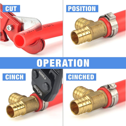 iCrimp Ratcheting PEX Cinch Tool for Fastening Stainless Clamps from 3/8-Inch to 1-Inch with Calibration Gauge Suits ASTM F2098 and Non F2098 Ear ...