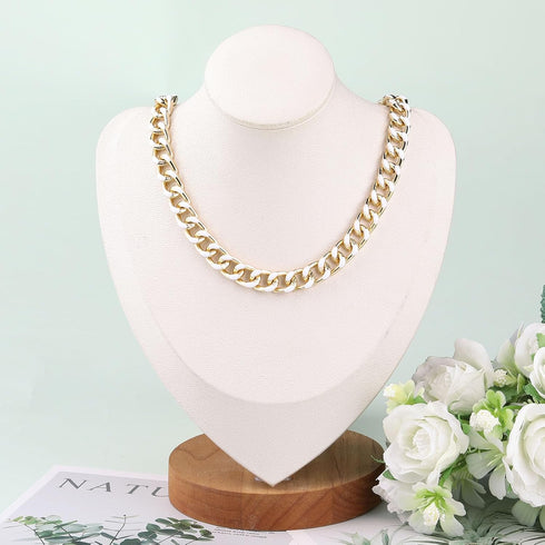 KUYUNHOO 9.8 Feet White Oil Drip Cuban Chain Link Gold Plated Aluminum Chains for Jewelry Making Enamel Jewelry Chains on Bulk with Jewelry Clasps...