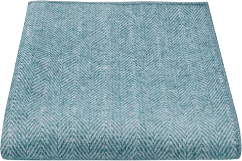 King & Priory Steel Blue Herringbone Pocket Square, Handkerchief, Tweed...
