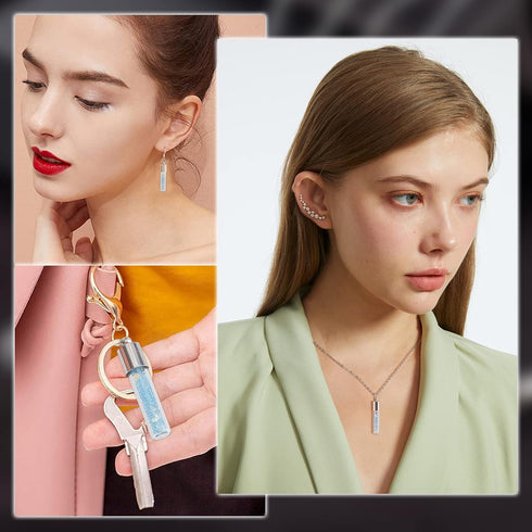 SUNNYCLUE 64Pcs DIY 12 Sets Vial Necklace Making Kit 6mm Dia. Hourglass Vial Pendants Handmade Clear Glass Memory Wish Bottle Charms for Jewelry M...