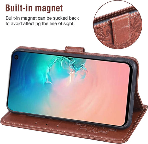 Phone Case for Samsung Galaxy S10e Wallet with Tempered Glass Screen Protector Leather Magnetic Flip Cover Card Holder Stand Cell Accessories Glax...