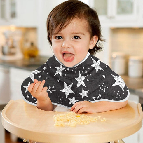 Muslin Baby Burp Cloths, Star Black and White Muslin Baby Bibs Rags Comfy Soft Absorbent in for Newborn Boys and Girls 1 Piece 22 x 11 Inch...