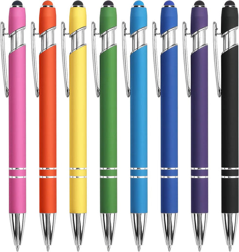 8 Pack Ballpoint Pen 2-in-1 Stylus Retractable Ballpoint Pen with Stylus tip, Metal Stylus Pen for Touch Screens, 1.0 mm Black Ink......