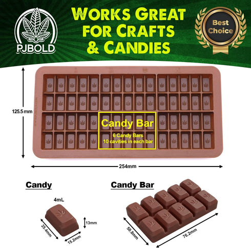 Small Leaf Chocolate Bar Silicone Candy Mold Trays, 2 Pack...