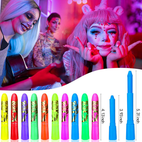 10 Color Glow in The Dark Face Paint,UV and Black Light Neon Face and Body Painting Set Mardi Gras Halloween Masquerade Black Light Birthday Party...