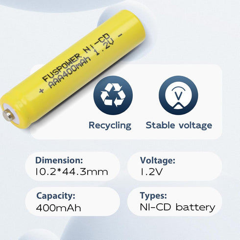 Rechargeable AAA NiCD Battery Triple A Batteries 1.2V 400mAh for Garden Lights Outdoor Solar Lights (12 Count (Pack of 1))...