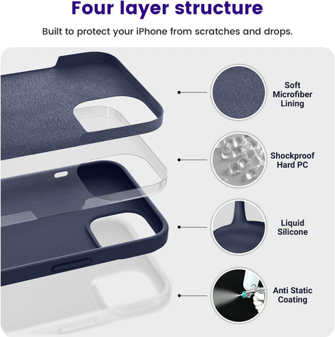 OTOFLY Designed for iPhone 13 Phone Case, Silicone Shockproof Slim Thin Phone Case for iPhone 13 6.1 inch (Midnight Blue)......