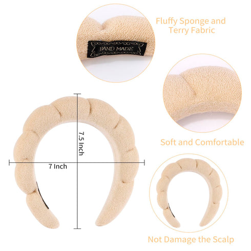 Spa Headband for Washing Face Makeup Headband Skincare Headband Face Wash Headband Black Khaki Sponge Hair Band for Washing Face Teen Girl Gifts T...