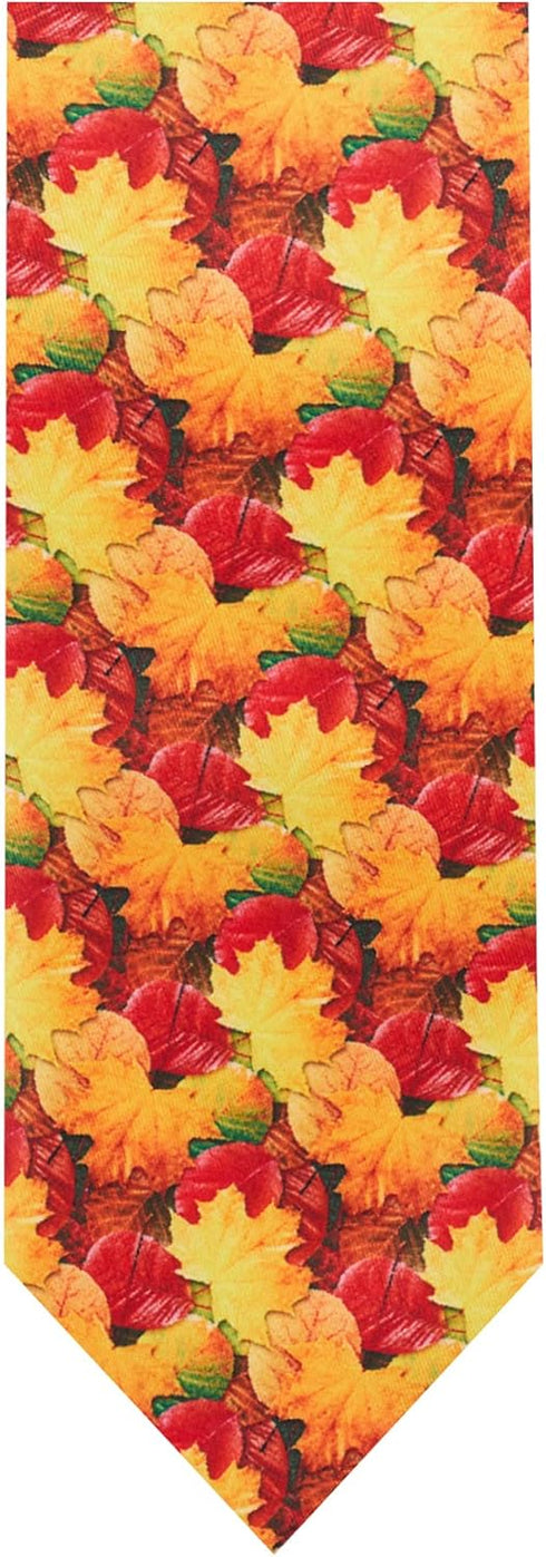 Jacob Alexander Men's Fall Leaves Happy Thanksgiving Regular Neck Tie - Yellow Orange...