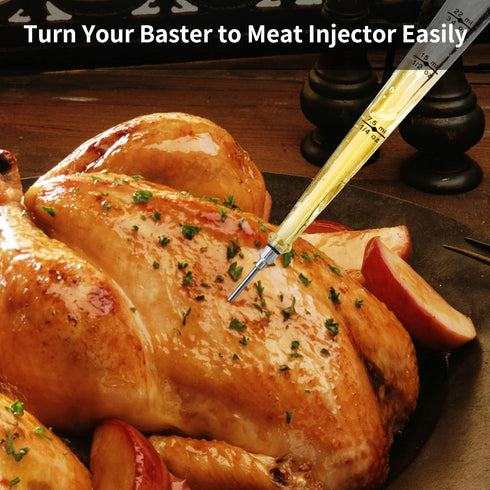 Turkey Baster Food Grade for Cooking & Basting, Detachable Round Bulb, Baster Cooking Good for Meat Poultry Beef Chicken, with Cleaning brush, inj...