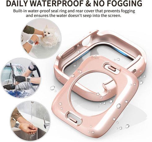 2 in 1 Waterproof Bling Case Compatible for Apple Watch 40mm Screen Protector SE Series 6/5/4, Women Glitter Diamond Rhinestone Bumper Face Cover ...