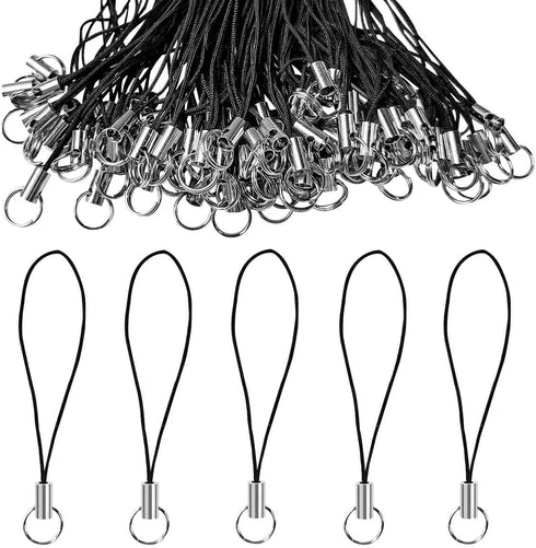 100 Pieces Lanyard Phone Ring Strap for Cellphone Mobile Lariat Lanyard Cell Phone Split Ring Strap Charm Cords with Silver Tone Split Ring for Mo...