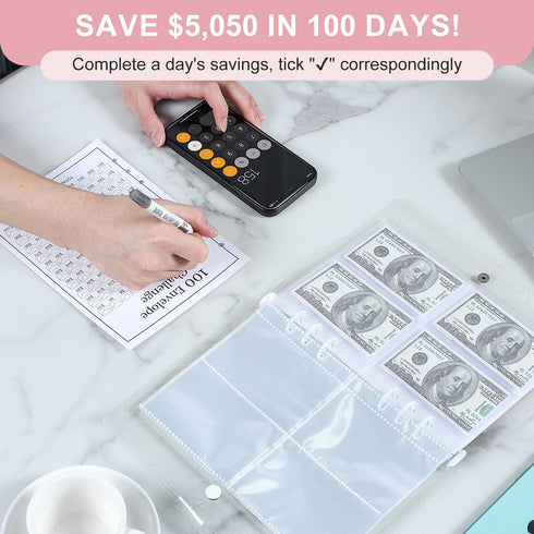 100 Envelope Money Savings Challenge Binder, Expense Budget Sheet for Budgeting and Saving Money, Budget Binder with Cash Envelopes, Easy and Fun ...
