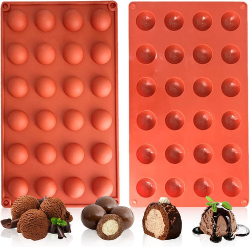 Circle Silicone Mold Chocolate Mini 24-Cavity Semi Sphere Silicone Molds Non-Stick, Half Sphere Silicone Baking molds for Candy and chocolate, BPA...
