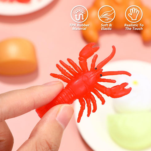 Totority Lobster Toy, Mini Red Lobster 12Pcs TPR Rubber Lobster Models Fake Crawfish Decorations Early Educational Toys Party Supplies...