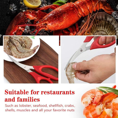 Kitchen Seafood Scissor for Crab Legs, 4 Pack Crab Leg Lobster Shell Cracker, Lobster Shrimp Crayfish Crawfish Scissors Fish Scissors, Seafood Cra...