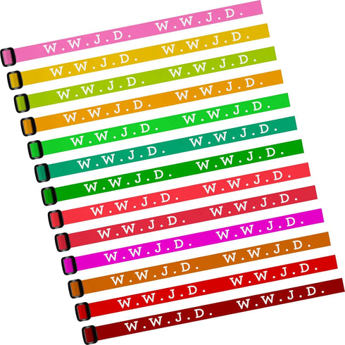 100 Pieces Webbing Bracelets What Would Jesus Do Bracelets Christian Jesus Bracelets Religious Charm for Men Women Boys and Girls...