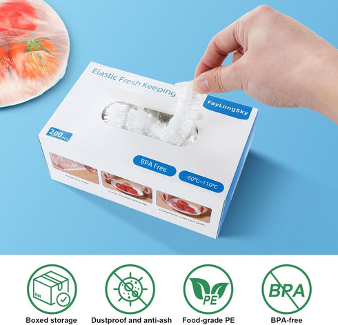200pcs Plastic Elastic Bowl Covers Reusable, Bowl Covers For Bread Proofing, Elastic Food Storage Covers, Plastic Bowl Covers for Bread Rising, El...