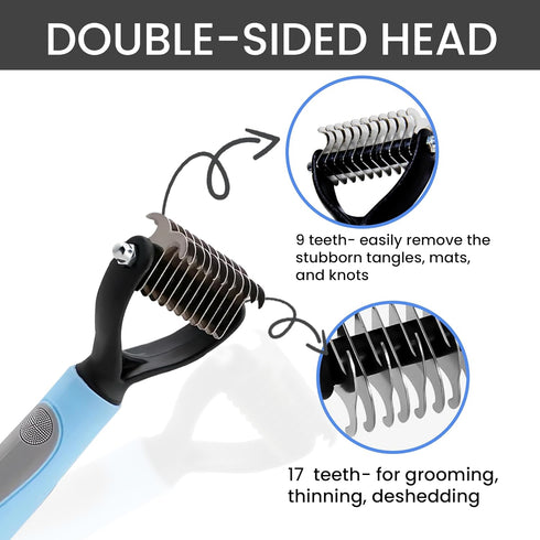 Pet Grooming Brush - Shedding Comb & Dematting Tool for Dogs & Cats, Double Sided Shedding Undercoat Rake for Dog Grooming, Extra wide Shedding Br...