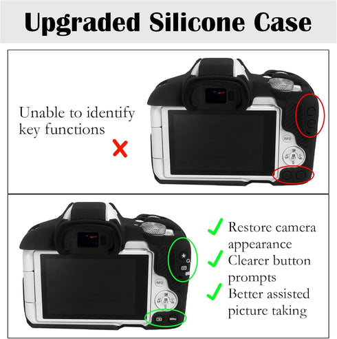R50 Camera Case, Buttons Marking Protective Camera Cover for Canon EOS R50 Mirrorless Vlogging Camera, Soft Silicone Case Lightweight Body Skin Ba...