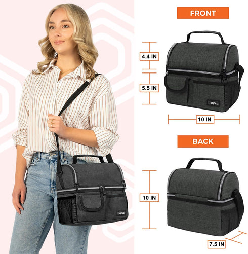 OPUX Lunch Box for Men, Adult Lunch Box Cooler, Insulated Lunch Bag Women, Dual Compartment Lunchbox for Work, Leakproof Double Decker Lunch Bag, ...