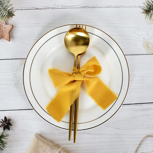 TONIFUL 4 Rolls Silk Chiffon Ribbon, 1-1/2 Inch x 22yds, Gold Chiffon Ribbons, Handmade Fringe Silk Ribbon Frayed Edges for Gift Wrapping Bridal B...