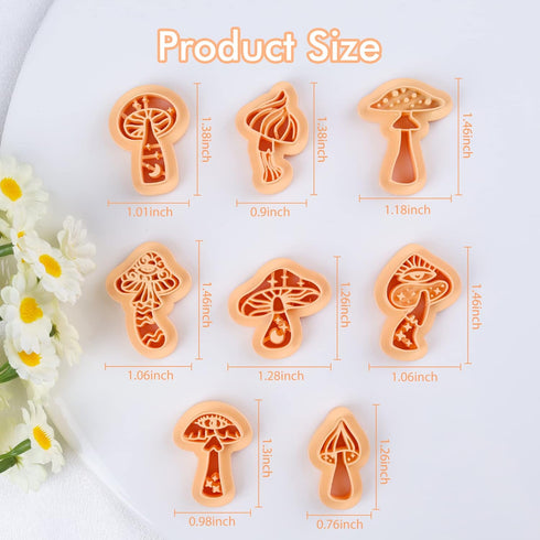 Puocaon Mystic Boho Clay Earring Cutters - 8 Pcs Mystic Mushroom Clay Cutters for Polymer Clay Jewelry Making, Celestial Polymer Clay Cutters for ...