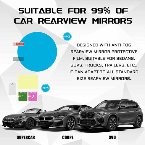 4PCS Car Rearview Mirror Films, Waterproof Rainproof Anti Fog Glare Rear View Mirror Protective Stickers, HD Nano Coating Side Mirror Rain Guards ...