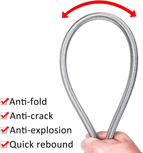 Faucet Line Connector Braided 304 Stainless Steel Supply Hose 1/2" I.P. Female Thread to 1/2" I.P. Female Straight Thread Faucet Hose Replacement ...