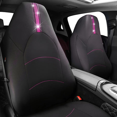 Outlet Faux Rhinestone Diamond Bling Car Seat Covers High Back, Mesh Fabric Cloth Bucket Two Front Seats only, Universal Fit for SUV Truck Coupe W...