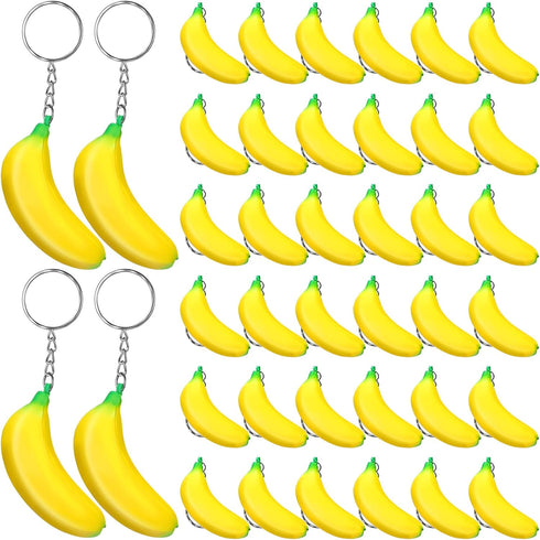 Jexine 40 Pack Banana Keychains Stretchy Toys Banana Fidget Toys Banana Stress Toy for Birthday Party Favors School Supplies...