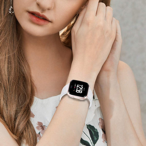 Maxjoy Compatible with Fitbit Versa 2 Bands, Versa Silicone Band Women Waterproof Sweat Resistant Replacement Strap with Metal Buckle Compatible w...