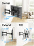 Pipishell Full Motion TV Wall Mount for Most 26-60 inch Flat & Curved TVs up to 77 lbs, Adjustable Bracket Height, Single Articulating Arm, Extens...