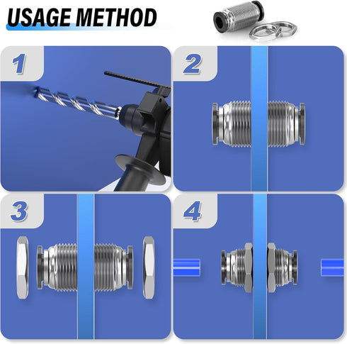 TAILONZ PNEUMATIC 4MM OD Straight Through Baffle Quick Insertion Trachea Connector PM-4?Pack of 10?...