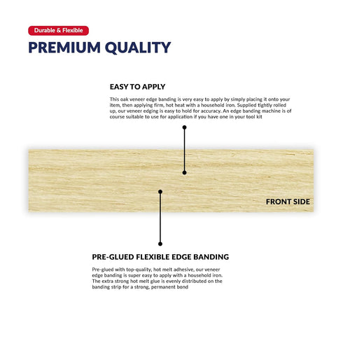 Oak Wood Veneer Edge Banding 2 inch x 25 ft Plywood Edging - Pre-glued Real Wood Veneer - Flexible Easy Application Iron-on Edge Banding for Furni...
