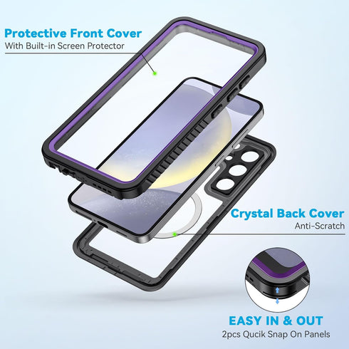 Lanhiem for Samsung Galaxy S24 Case, IP68 Waterproof Dustproof, Built-in Screen Protector, Rugged Full Body Shockproof Protective Cover for Galaxy...