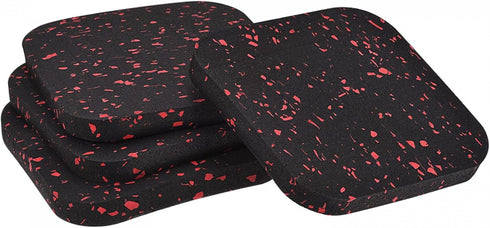 uxcell Treadmill Mat-3.9"x3.9" Exercise Equipment Mat for Floor Protection Sound Reduction, Black Red 4Pcs...