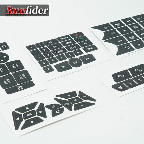 Car Interior Stickers Button Decals for Mercedes Benz A W176 B W246 C W204 E W212 SLK R172 CLS W218 GLK X204 SL R231 Steering Wheel AC Window Radi...