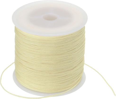 PATIKIL 0.8mm x 109 Yard Nylon Satin Cord, Nylon Beading String Knotting Cord Chain Braided Rope for Bracelets Jewelry Trim Chinese Knot, Beige...