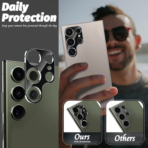 DEERLAMN [3-Packs for Samsung Galaxy S24 Ultra Camera Lens Protector(6.8 Inch),9H Hardness Anti Scratch Easy Installation Tempered Glass - Black.....
