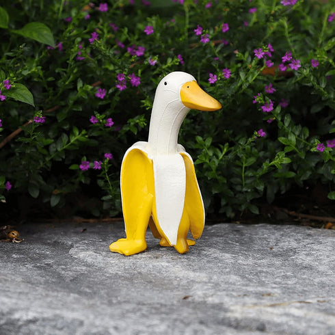 Banana Duck Statues Garden Gnome Funny Banana Outdoor Quirky Duck Ornaments Weird Decorations (3.6" D x 3.2" W x 5.5" H)...