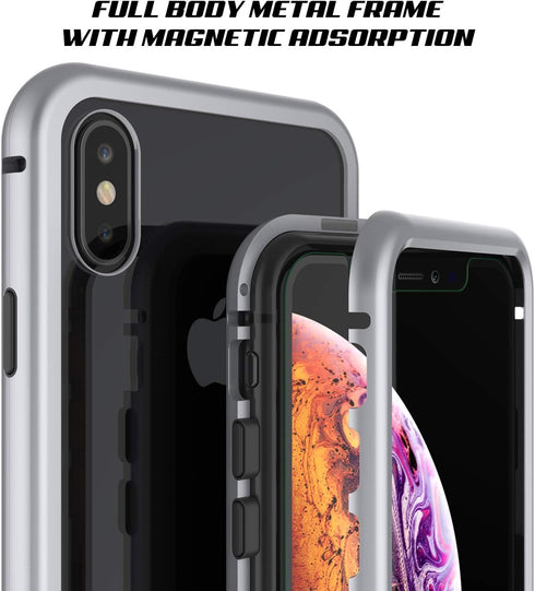 Punkcase Magnetic Shield, Protective Metal Frame Case W/TPU Layer | 9H Tempered Glass Clear Back & Attachable Screen Protector | Strong Magnetic C...