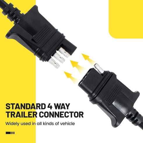 Oyviny Vehicle-Side 4-Pin Flat Trailer Wiring Harness 5 Feet Heavy Duty 4 Pin Female Trailer Connector 18AWG Pure Copper Wire W/PVC Jacketed Cable...