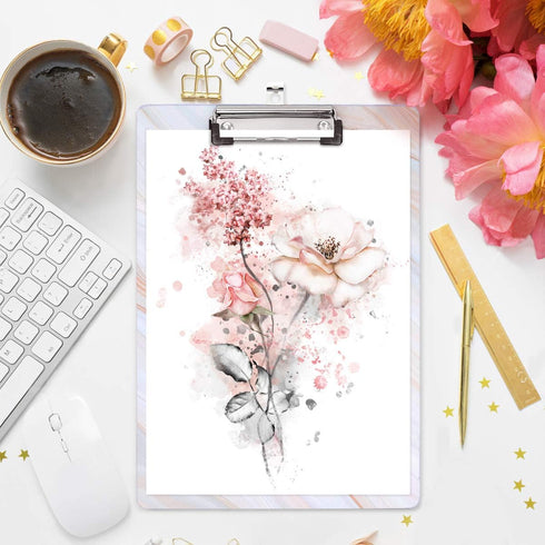WAVEYU Marble Hardboard Office Clipboard, Decorative Clipboard with Low Profile Clip Chic Designed for Students Classroom School and Office Use, W...